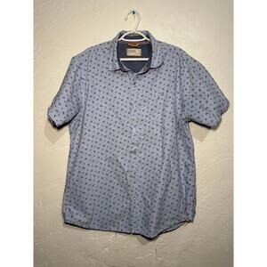 Free Planet anchor novelty print button down camp shirt mens XL coastal nautical